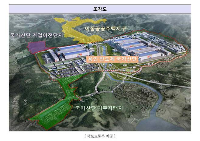 국가산업단지에 수용된 기업의 이주단지가 추가된 '용인 첨단시스템반도체 클러스터 국가산업단지 조감도./사진제공=국토교통부