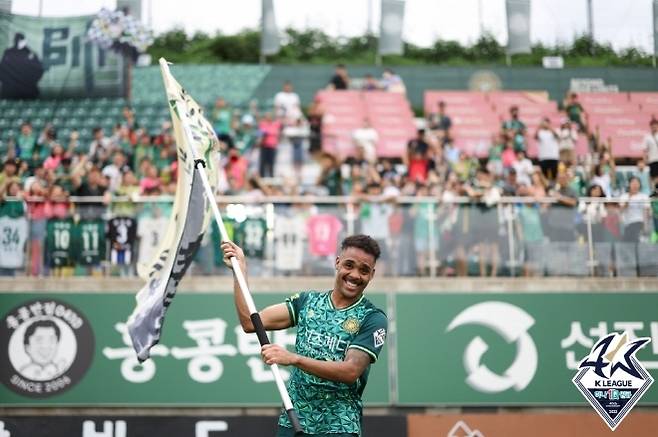 주닝요는 2023시즌 김포 FC 유니폼을 입고 K리그2에 데뷔했다. 사진=한국프로축구연맹