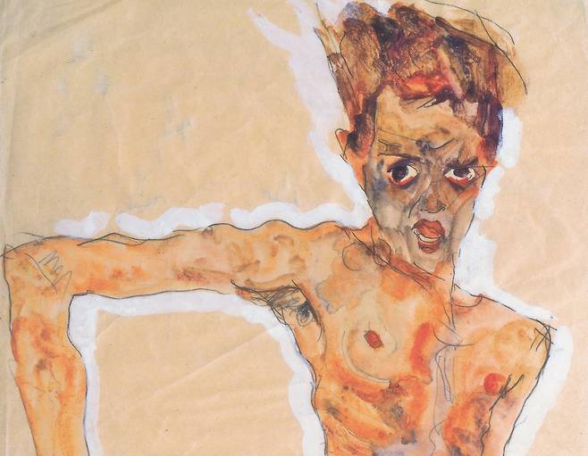 에곤 실레, 자화상(일부 확대), 1911