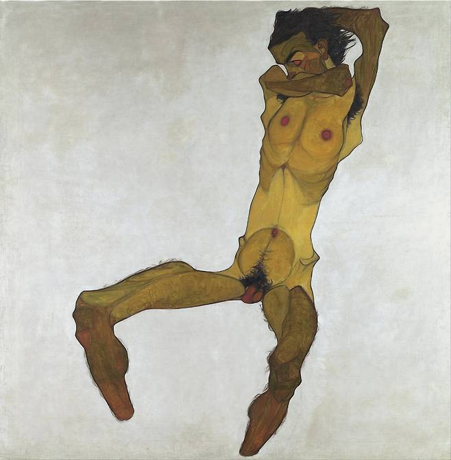 에곤 실레, 누워있는 남성의 누드, 1910, 캔버스에 유채 등, 152.5x150cm, 레오폴드 미술관