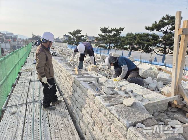 경주읍성 동성벽 복원 현장