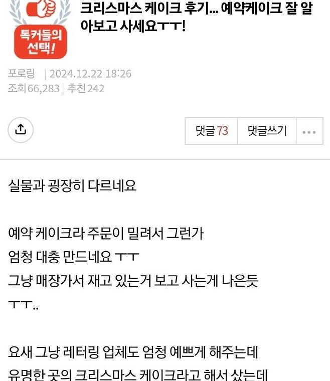 크리스마스 케이크 실물 논란.jpg