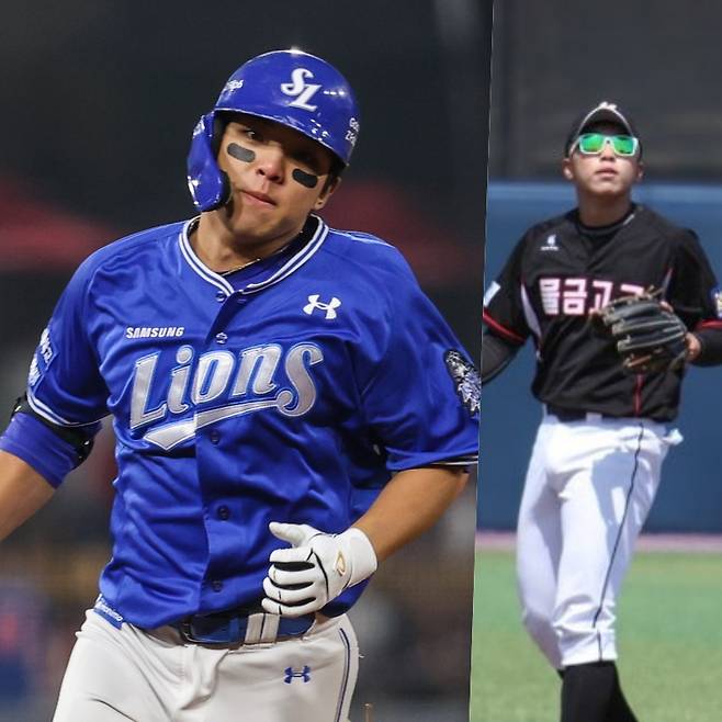 김영웅의 물금고 시절(오른쪽). 삼성 제공