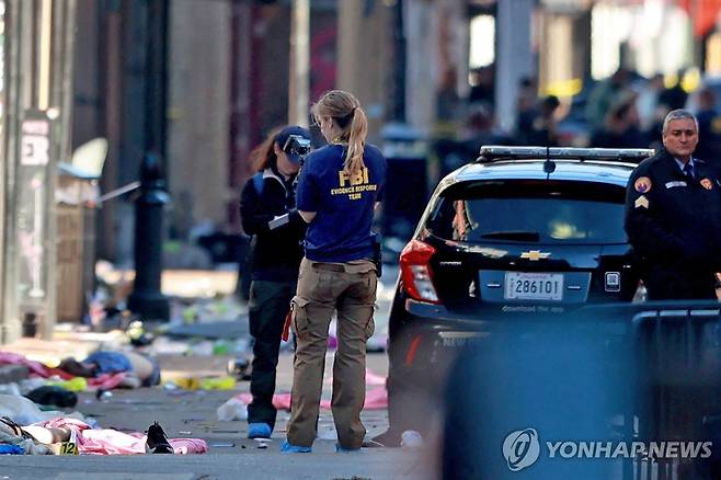 뉴올리언스 차량 돌진 사건 현장 [게티이미지 제공. 뉴올리언스 AFP=연합뉴스. 재판매 및 DB 금지]