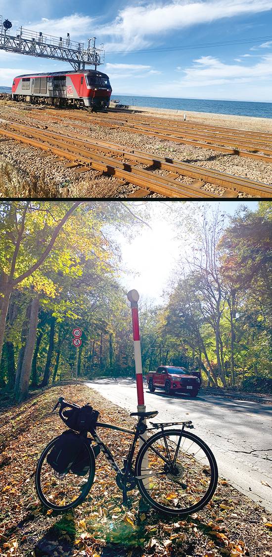 기찻길을 따라 조성된 미유키 마을, 오누마 호수를 한 바퀴 돌며 라이딩을 즐겼다.