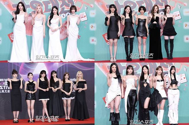 (왼쪽 위부터 시계방향) 에스파, (여자)아이들, 르세라핌, 아이브. (사진=IS포토)
