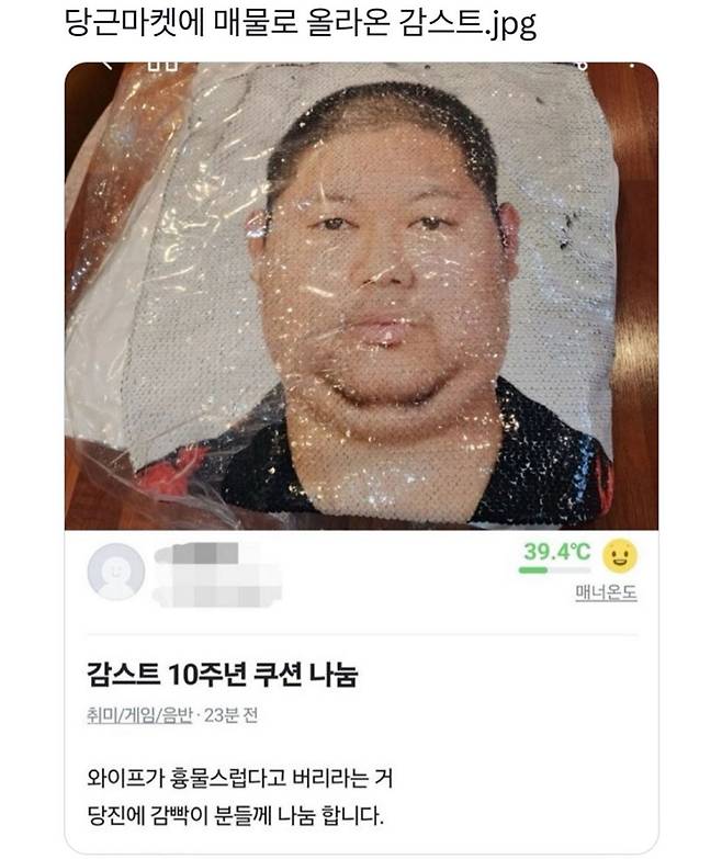 당근마켓에 올라온 감스트 쿠션