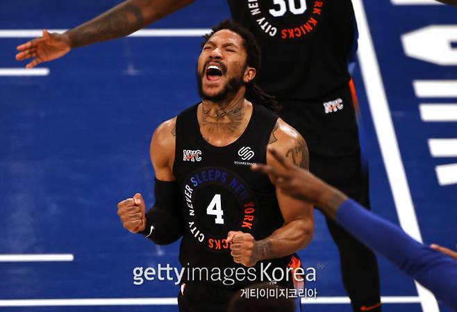 사진은 지난 2021년 뉴욕 닉스 시절 로즈의 모습. 사진=게티이미지
