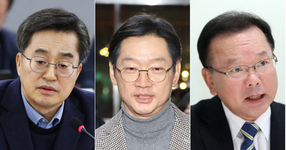 김동연 경기지사, 김경수 전 경남지사, 김부겸 전 국무총리(왼쪽부터)