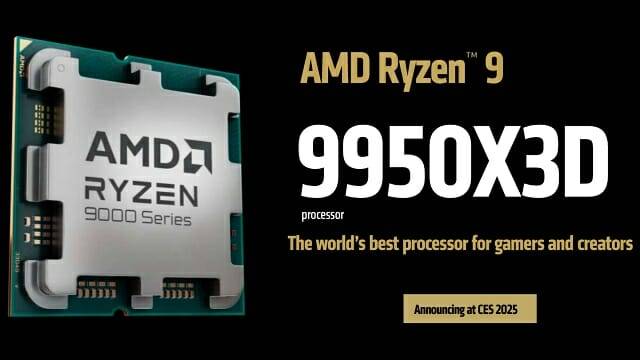 AMD가 올 1분기 중 라이젠 9 9950X3D 프로세서를 공급한다. (사진=AMD)