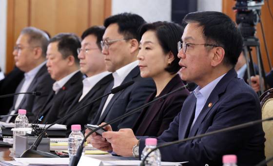 최상목 대통령 권한대행 부총리 겸 기획재정부 장관이 8일 정부서울청사에서 2025년 경제 분야 주요 현안 해법 회의를 하고 있다. 연합뉴스