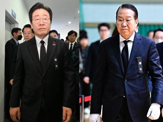 권영세(오른쪽 사진) 국민의힘 비상대책위원장과 이재명(왼쪽) 더불어민주당 대표‘12·29 무안공항 제주항공 참사’ 이재명 더불어민주당 대표가 지난달 30일 각각 희생자 합동분향소를 찾아 조문했다. 뉴시스