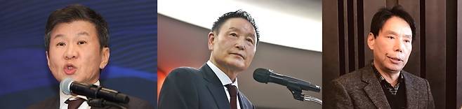 정몽규 ,허정무, 신문선 후보. 연합뉴스
