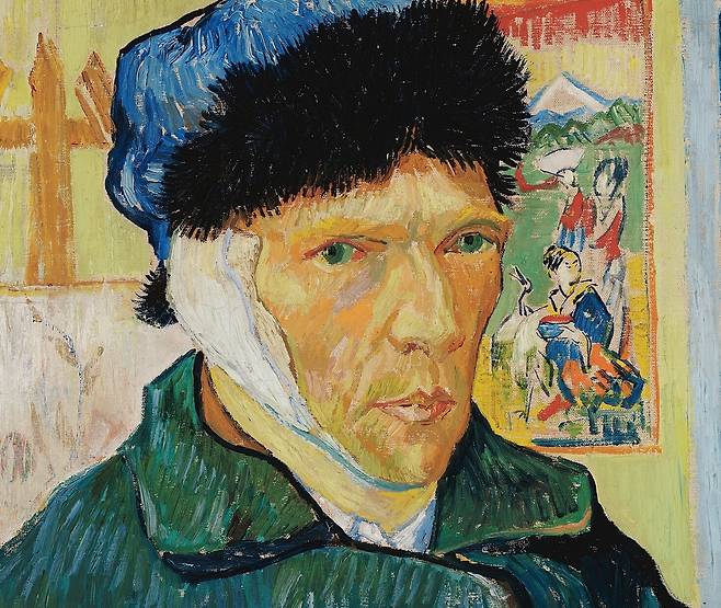 빈센트 반 고흐, 귀에 붕대를 한 자화상(일부 확대), 1889, 캔버스에 유채, 60x49cm, Courtauld Institute of Art