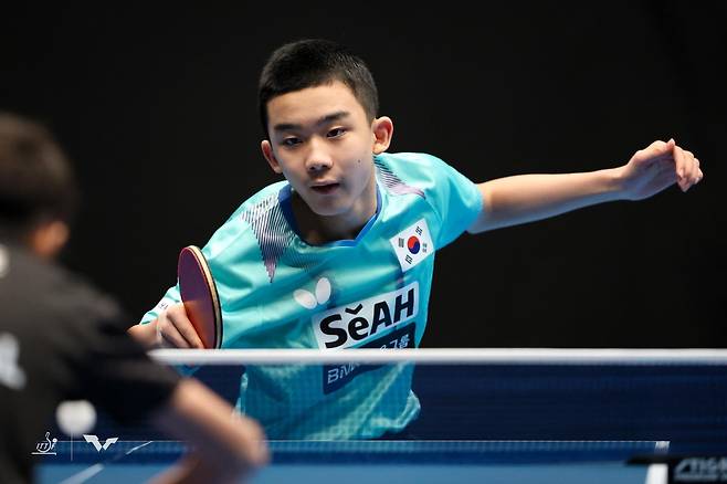 남자탁구 유망주 이승수의 세계청소년선수권 경기 장면 [ITTF 홈피 제공. 재판매 및 DB 금지]