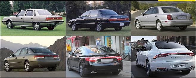 현대차 1세대~6세대 '그랜저' (출처 : 뉴욕맘모스)
