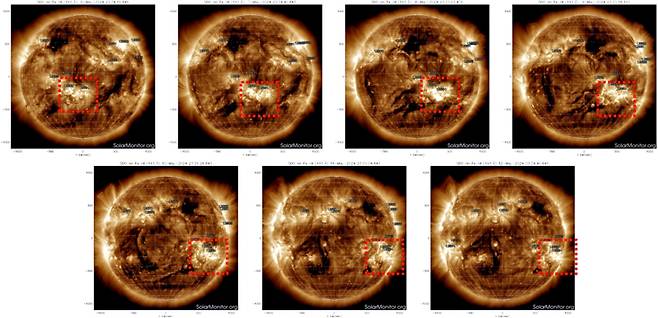 지난해 5월 6~12일 미국의 태양관측위성(SDO)이 촬영한 흑점. 한국천문연구원