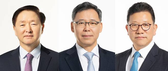 우기홍 대한항공 부회장 (왼쪽부터), 류경표 한진칼 부회장, 송보영 아시아나항공 부사장