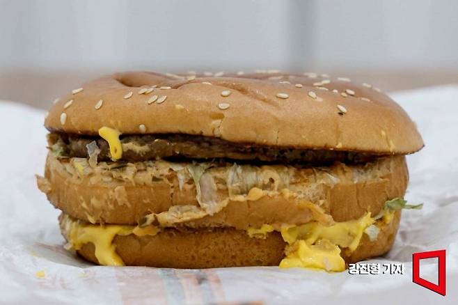 100일간 냉장 보관한 맥도날드 빅맥. 강진형 기자