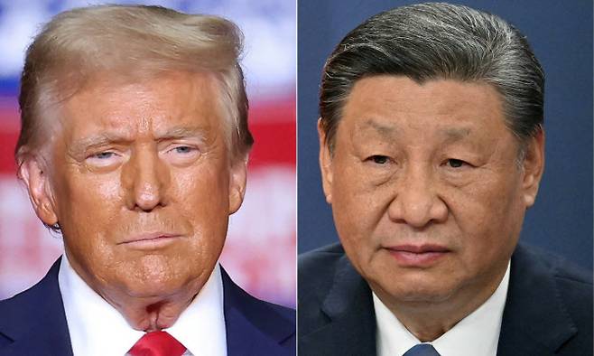 (FILES) (COMBO) This combination of pictures created on November 07, 2024 shows former US President and Republican presidential candidate Donald Trump (L) in Pittsburgh, Pennsylvania on November 4, 2024, and Chinese President Xi Jinping (R) at a press conference in Belgrade, on May 8, 2024. Chinese President Xi Jinping held phone talks on January 17, 2025, with US president-elect Donald Trump, Chinese state media reported. CCTV said the phone call happened “on the evening of January 17”, without providing any immediate further details. (Photo by CHARLY TRIBALLEAU and Elvis Barukcic / AFP)