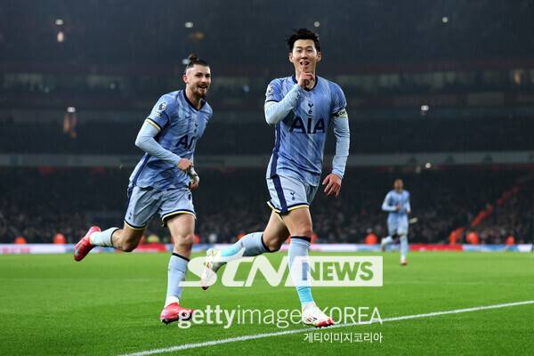 선제골 직후 환호하는 손흥민. 사진┃게티이미지코리아