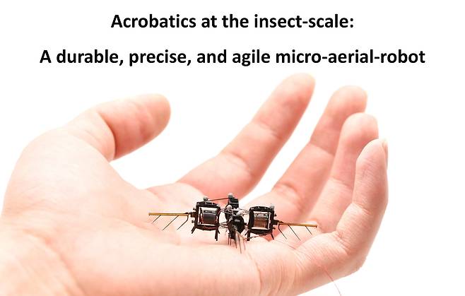 로봇 벌은 무게는 750㎎에 머물지만 놀라운 성능을 보였다. 공중에서 약 1000초 동안 맴돌 수 있는데, 이는 이전에 입증된 것보다 100배 이상 길다. /MIT