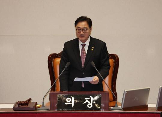 발언하는 우원식 국회의장. 연합뉴스