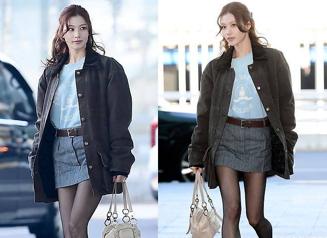 사나가 이탈리아로 출국하며 복고와 세련미를 동시에 잡았다.사진=김영구 기자