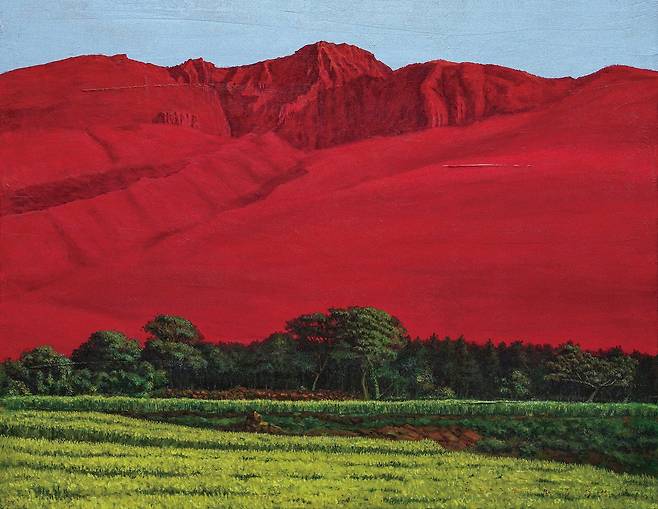 오승익의 '붉은 한라산' [미협 제주도지회 제공. 재판매 및 DB 금지]
