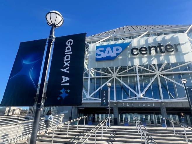 '갤럭시 언팩 2025' 행사가 열리는 미국 캘리포니아주 새너제이 SAP센터.ⓒ데일리안 이주은 기자