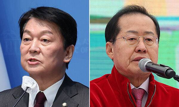 안철수 국민의힘 의원(왼쪽)과 홍준표 대구시장. 연합뉴스