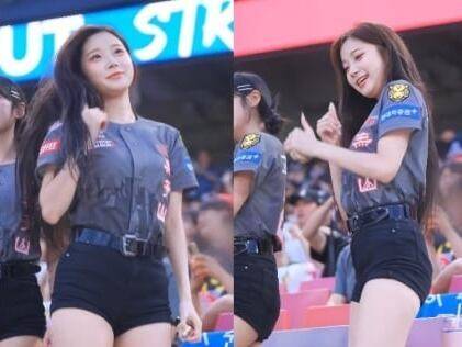 KIA 타이거즈 소속 치어리더 이주은이 ‘삐끼삐끼 춤’을 선보이고 있다. 유튜브