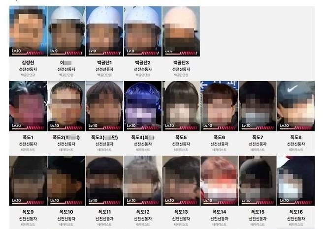 서울서부지법 난동 사태 일당의 신상을 공개한 사이트가 등장해 사적 제재에 대한 우려가 나온다. 크리미널윤 캡처