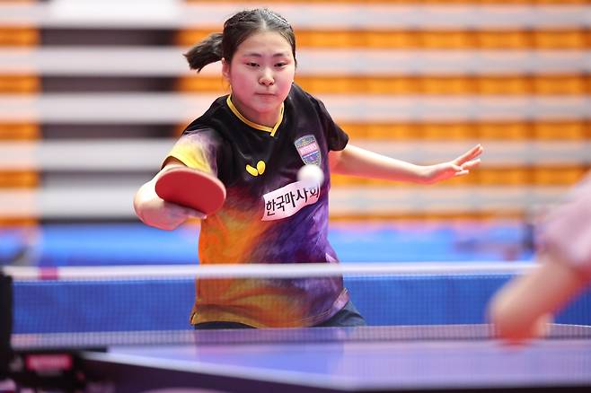 한국마사회 소속인 '작은 이다은'의 경기 장면 [대한탁구협회 제공. 재판매 및 DB 금지]