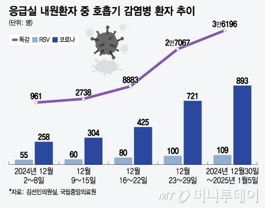 응급실 내원환자 중 호흡기 감염병 환자 추이/그래픽=윤선정