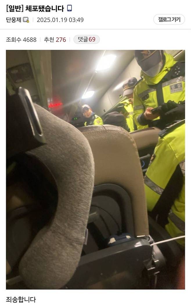 디시인사이드 비대위갤에 올라온 현행범 체포 인증 글ⓒ디시인사이드 캡처