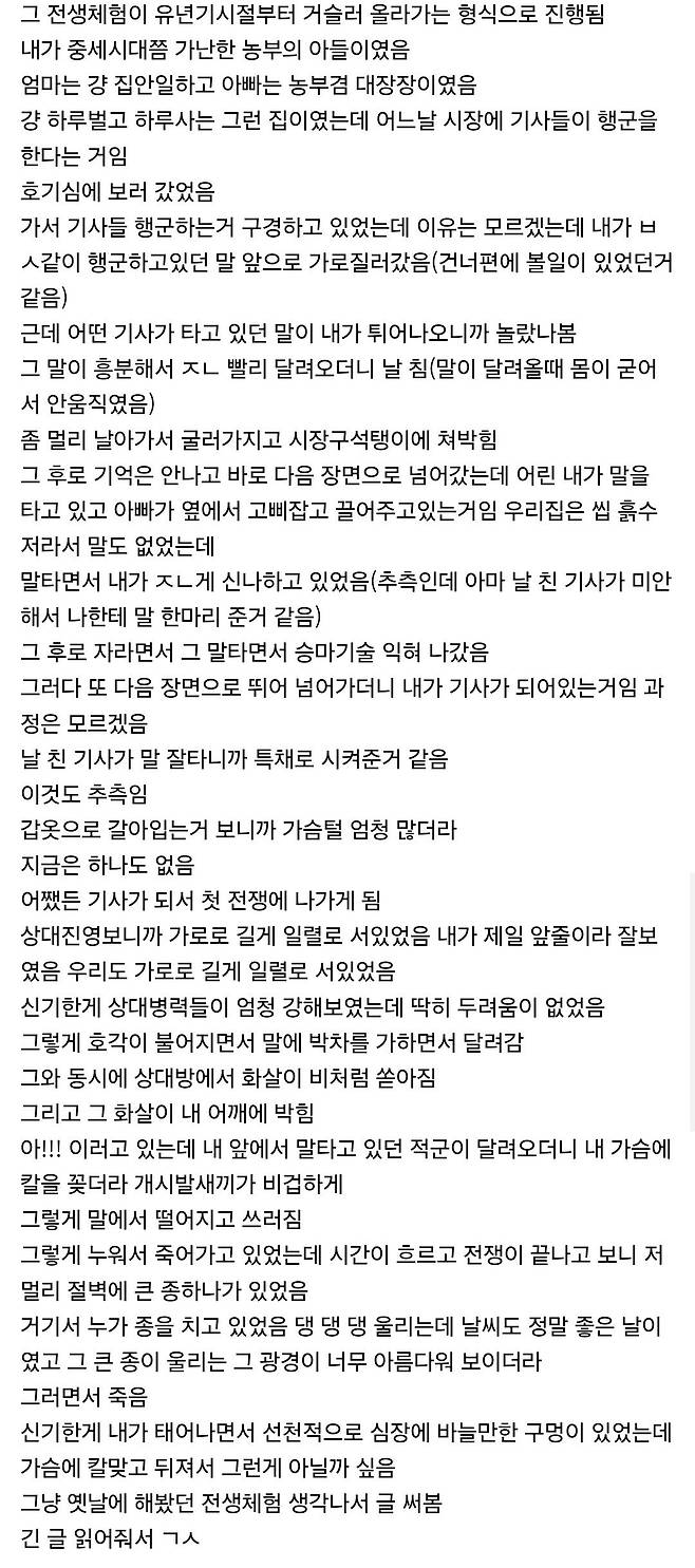 유튜브 전생체험썰