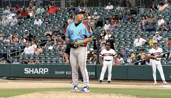 지난해 마아이매 트리플A 잭슨빌 점보슈림프 시절의 고우석. 사진=MiLB.TV 캡처