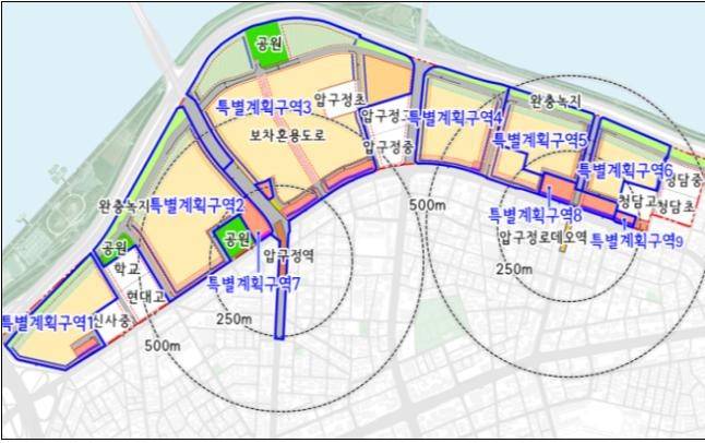 서울시, 투기 수요 차단 '토지거래허가구역' 지정 (서울=연합뉴스) 서울시가 주요 대규모 재건축·재개발 사업지역 4곳을 토지거래허가구역으로 지정한다고 21일 밝혔다. 대상 구역은 압구정아파트지구(24개 단지)와 여의도아파트지구 및 인근 단지(16개 단지), 목동택지개발사업지구(14개 단지), 성수전략정비구역 등 모두 4.57㎢다. 구역 지정은 27일 발효되며, 지정 기간은 1년이다.2021.04.21.[서울시 제공. 재판매 및 DB 금지]