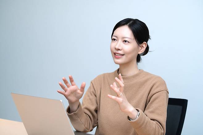 임슬빛 카카오페이증권 연금프로덕트팀 매니저가 16일 경기도 성남시 판교 카카오아지트에서 조선비즈와 인터뷰하고 있다. /카카오페이증권 제공