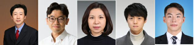 스핀트로닉스 연구에 새로운 패러다임을 제시한 국내 연구진. 왼쪽부터 KAIST 이경진, 김갑진 교수와 서강대 정명화 교수(이상 교신저자), KAIST 이택현박사, 서강대 박민태 박사(이상 공동제1저자).