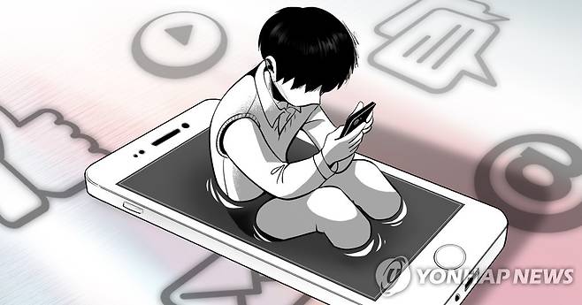 영상 미디어에 과몰입하는 어린이 (PG) [장현경 제작] 일러스트