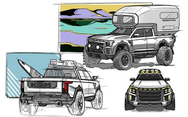 KGM '무쏘' 픽업트럭 라인업 스케치