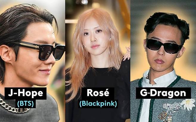 프랑스 라디오 방송사 NRJ가 그룹 방탄소년단 멤버 제이홉, 그룹 블랙핑크 멤버 로제, 가수 지드래곤(왼쪽부터)이 참석하는 ‘노란 동전 모으기 자선 행사’ 무대 라인업을 공개했다. NRJ 인스타그램 캡처