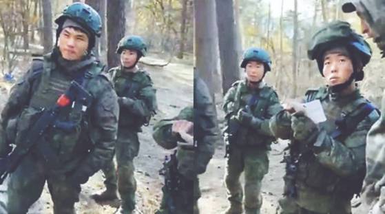 In this screenshot of a video released by Ukrainian media, North Korean soldiers deployed to Russia are seen on the battlefield in the Kursk Oblast in southwestern Russia on Dec. 5 last year. [SCREEN CAPTURE]
