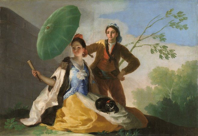 전기의 작업은 밝은 색채의 전형적인 로코코 양식을 보여주기도 한다. [The Parasol], 1777 ©Museo Nacional del Prado