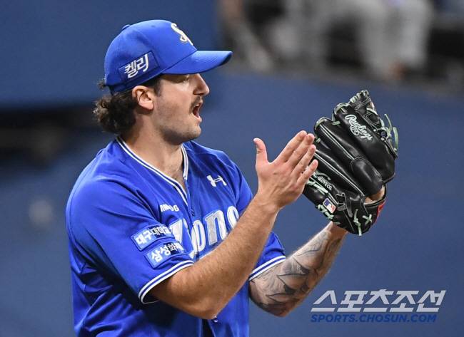 27일 서울 고척스카이돔에서 열린 삼성-키움전. 7회말 무사 변상권을 유격수 땅볼로 처리한 코너가 기뻐하고 있다. 고척=정재근 기자 cjg@sportschosun.com/2024.8.27/