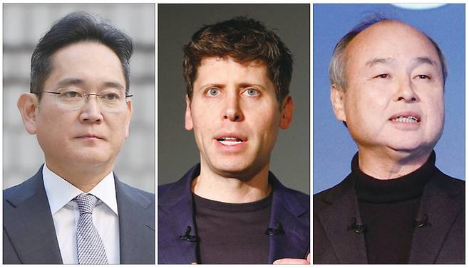 이재용 삼성전자 회장(맨 왼쪽)이 지난 2월 4일 삼성전자 서초사옥에서 샘 올트먼 오픈AI CEO(가운데), 손정의 소프트뱅크 회장과 ‘3자 회동’을 갖고 인공지능(AI) 협업 방안을 논의했다. 사법 리스크를 털어낸 이 회장이 ‘뉴 삼성’을 향한 경영 행보에 속도를 내고 있다.