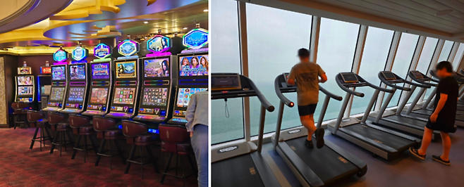 선내 카지노와 헬스장 / 사진=김혜성 여행+ 기자