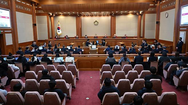11일 서울 종로구 헌법재판소 대심판정에서 열린 윤석열 대통령 탄핵심판 7차 변론기일./사진공동취재단